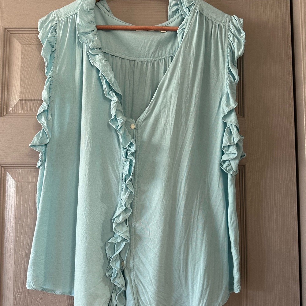 Dylan Sky Blue Ruffled Blouse